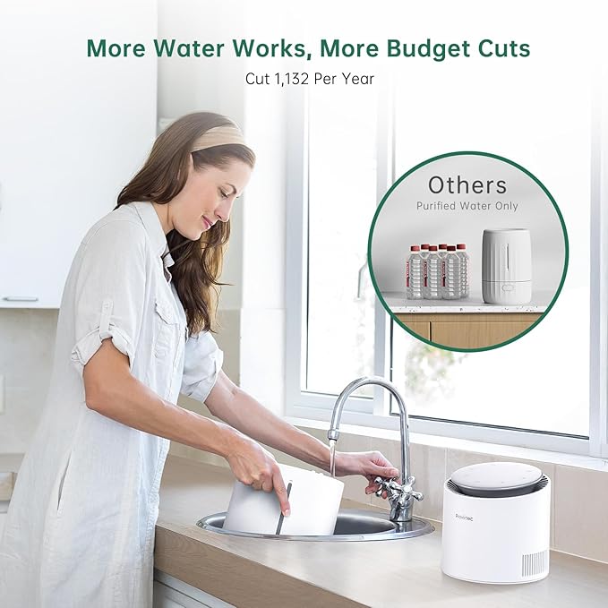 MistFree Smart Humidifier for Bedroom, Evaporative Humidifier No White Dust, Auto Humidity & APP Control, 3L Water Tank Easy to Clean, Sleep Mode, Timing, Humidifiers for Home/Office(White)