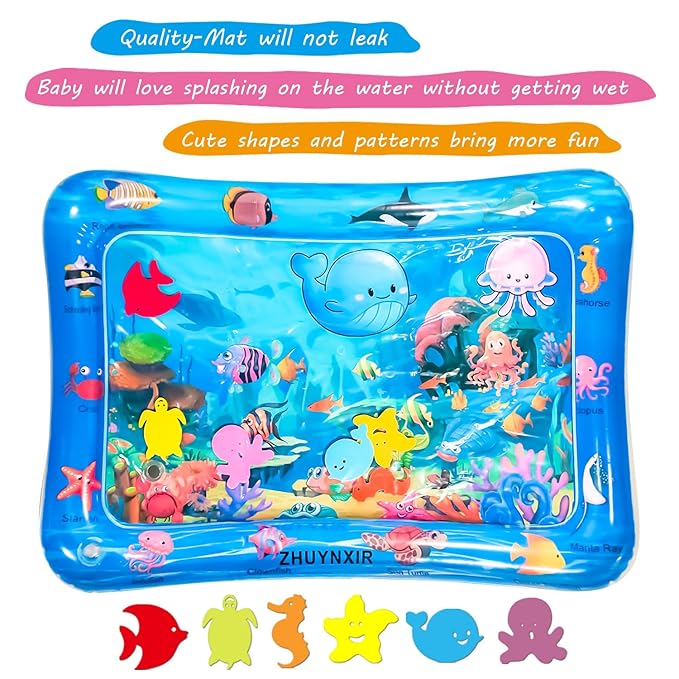 ZHUYNXIR Infant Play mat, Inflatable Play Mat Water Cushion Baby Water mat, Fun Early Development Activity Play Center for Newborn (27.5x20 in)