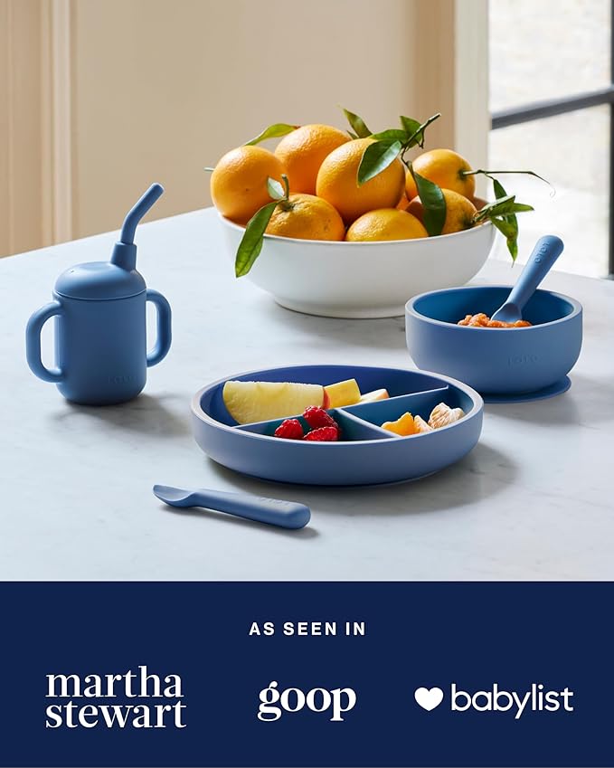 Lalo 2-Piece Baby Spoons Set - Lavender Silicone, Dishwasher Safe, Ages 4 Months+