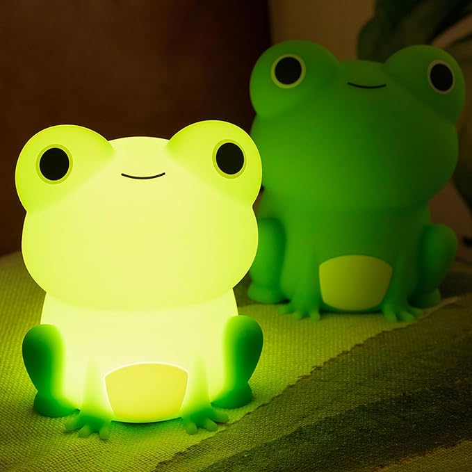 Attivolife Cute Frog Night Light for Kid, Squishy Animal Silicone Lamp, Rechargeable Portable and Dimmable Touch Control, Best Bedroom Bedside Decor Christmas Birthday Gift for Boy Girl Toddler