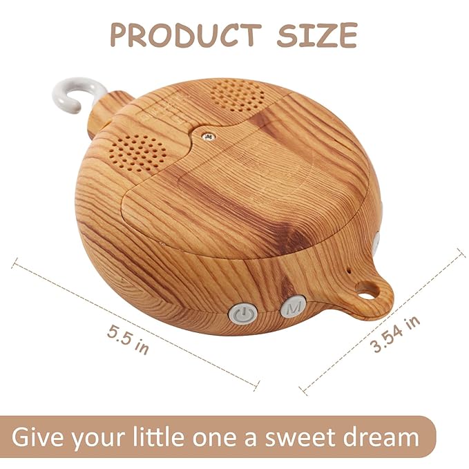 Baby Mobile Rotary Music Box Imitation Wood with Rotating Hook Crib Mobile Motor