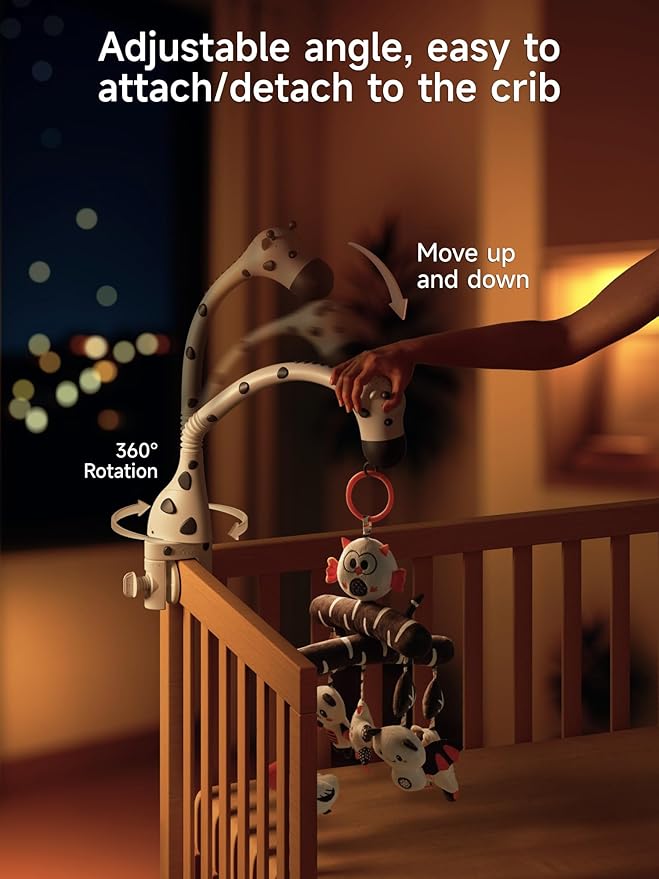 TUMAMA Baby Crib Mobile, Nursery Musical Mobile with Remote Control,Projection Night Light, Music and White Noise, Mute Spin Motor Nursery Sensory Toys for Infant 0 3 6 9 Month Newborn Xmas Gift