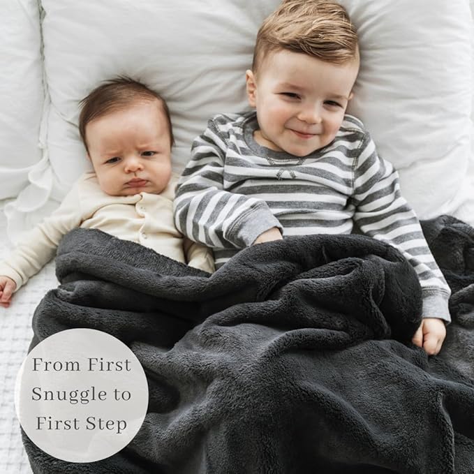 SARANONI Luxury Receiving Blankets for Babies | Ultra-Soft Lush and Boutique Quality Baby Blanket | Charcoal - 40” x 30”