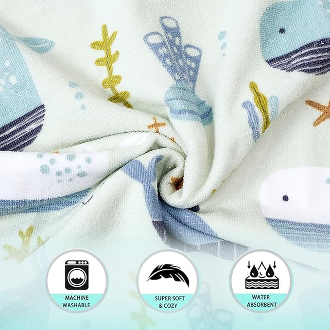 Toddler & Kids Hooded Bath & Beach Towel - Microfiber Wearable Poncho for Bathroom, Pool, Beach