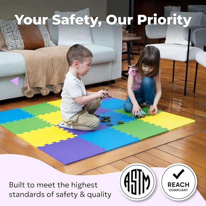 MioTetto Baby Play Mat, Soft Foam Floor Tiles for Kids. Adjustable Interlocking Foam Tiles, Fits with 50x50 Playpen Baby mat for Crawling & Development, Safe & Non-Toxic Playmat for Babies 6-12 Months