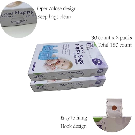 Disposable Diaper Bag for Baby, Diaper Sacks Cover the Incontinence Odor Really, Fresh Light Baby Powder Faint Scent, 540 Counts 180 Bags, Blue