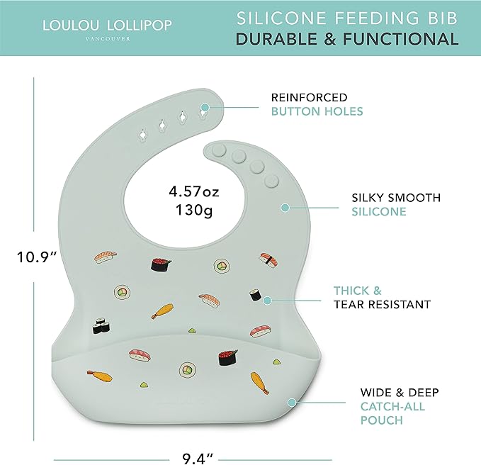 Loulou Lollipop Soft, Waterproof Silicone Feeding Bib for Babies and Toddlers