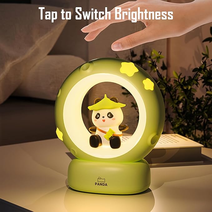 Cloud and Bunny Rechargeable Night Light, Safe Soft Silicone Material, 3 Brightness Levels, Tap Control, Warm Light, Toddler Sleeping Lamp, Bedroom Night Lamp, Gift for Baby and Kid (Moon and Panda)