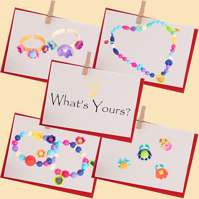 BIRANCO. Pop Beads, Jewelry Making Kit - Arts and Crafts for Girls 3-7 Years Old, Snap Beads Toys - Necklace, Bracelet, Ring Creative DIY Set - 520 pcs