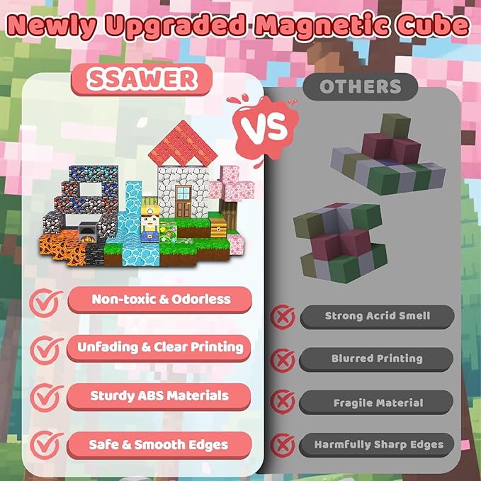 300 PCS Magnetic Blocks - Magnetic Building Blocks, Stacking Magnetic Blocks for Kids, Sensory Toy for STEM Montessori for Kids 3+ Boys and Girls Christmas Birthday Gifts