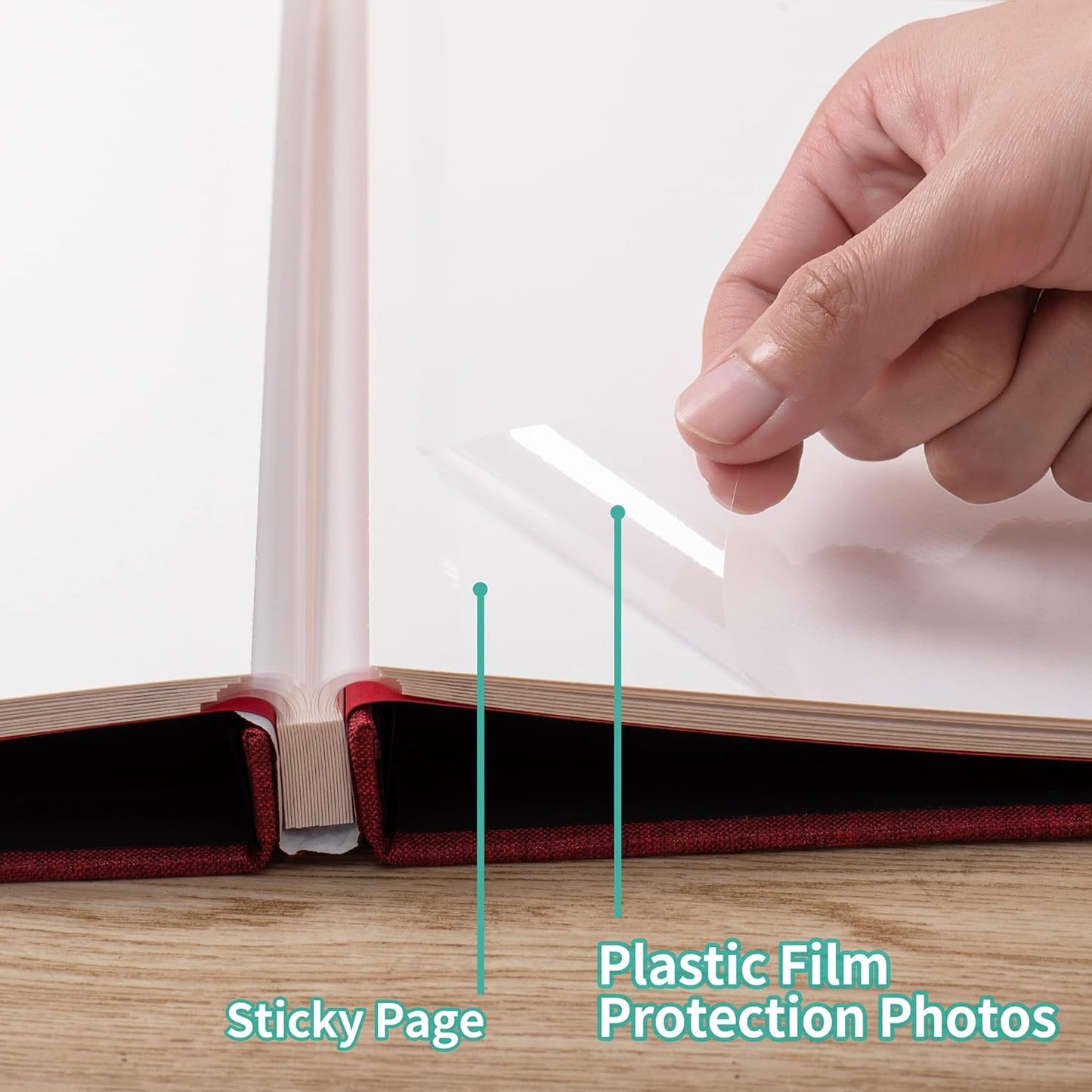 Photo Album Self Adhesive Scrapbook Album for 4Ã—6 Pictures DIY Magnetic Linen Cover Album 30 Blank Pages Great Gift for Family, Wedding, Birthday, Christmas, Anniversary(Red), 6-15-Red