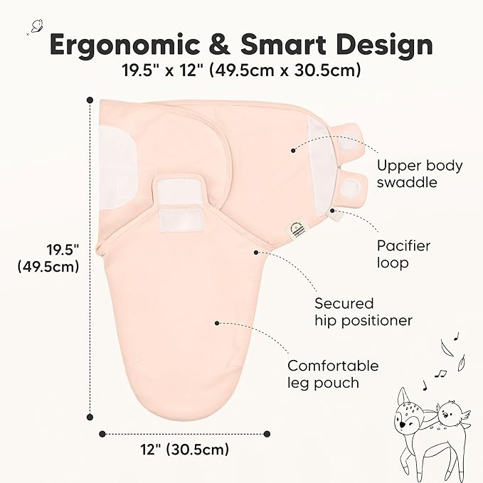 3-Pack Organic Baby Swaddle Sleep Sacks - Swaddles for Newborns, Infant 0-3 Months, Baby Girls, Boys, Soft & Snug Newborn Sleep Sack, Nursery Swaddling Blankets (Angelic, XS)