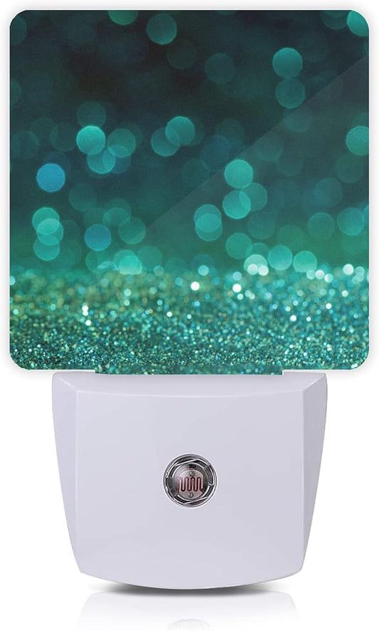 Green Glitter Night Light,Plug in Night Lights 0.5W Sleep Friendly for Boys Girls Led Night Light Dusk to Dawn Sensor Nightlight for Stairway/Hallway/Kitchen