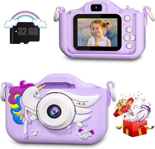 Kids Camera Toys for 3 4 5 6 7 8 9 10 11 12 Years Old Boys/Girls, Kids Digital Camera for Toddler with Video, Birthday Festival for Kids, Selfie Camera for Child, 32GB TF Card