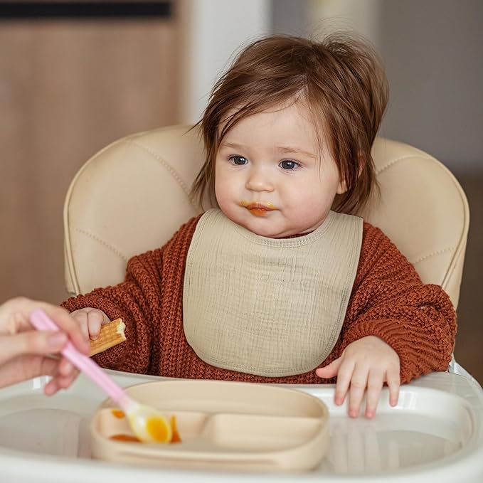 GLLQUEN BABY Muslin Drool Bibs for Boys Girls 8 Pack, Adjustable Baby Bibs for Drooling and Teething, Soft Cotton Baby Bandana Bib for Newborn Feeding Essentials (Green)