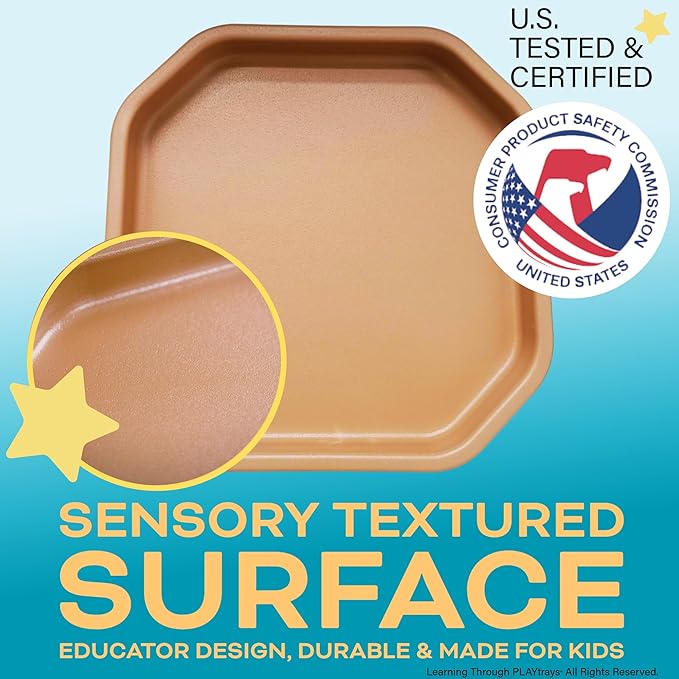 Tuff Tray (Small Brown), Sensory Tray with Textured Surface, Montessori Toy, Sand & Water Table, Sensory Bin for Toddlers and Kids