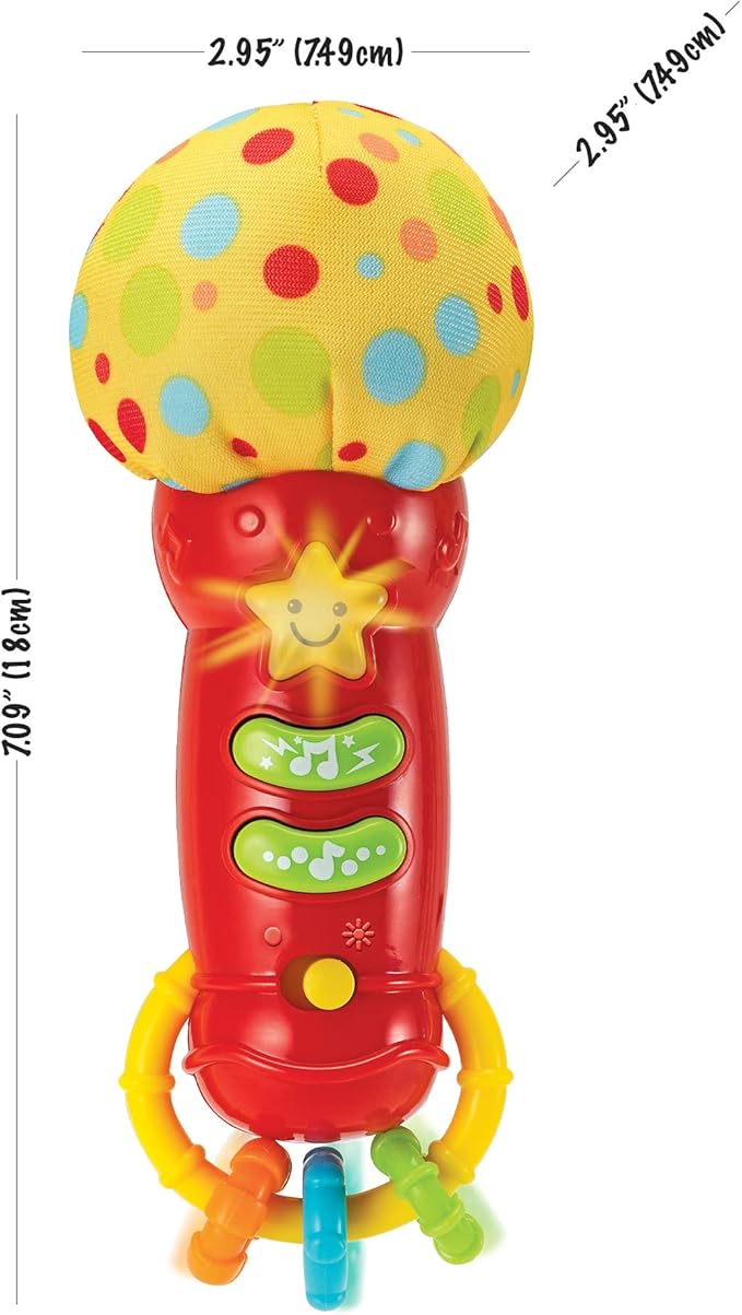 Baby Microphone Toy. My First Kids Microphone with Sounds and Teethers/Rattle. Battery Operated Toy for Toddlers and Babies 3-36 Months