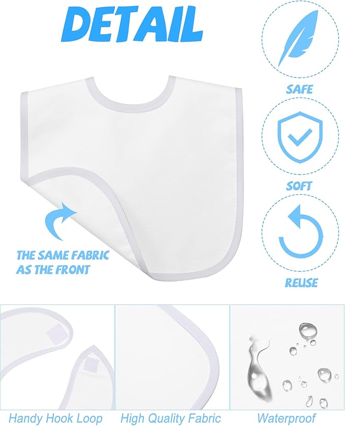 Foaincore 30 Pcs White Bibs for Baby 2 Ply Waterproof Absorbent White Bibs Bulk for DIY Baby Shower Games Decorating Washable Reusable Feeding Teething Drooling