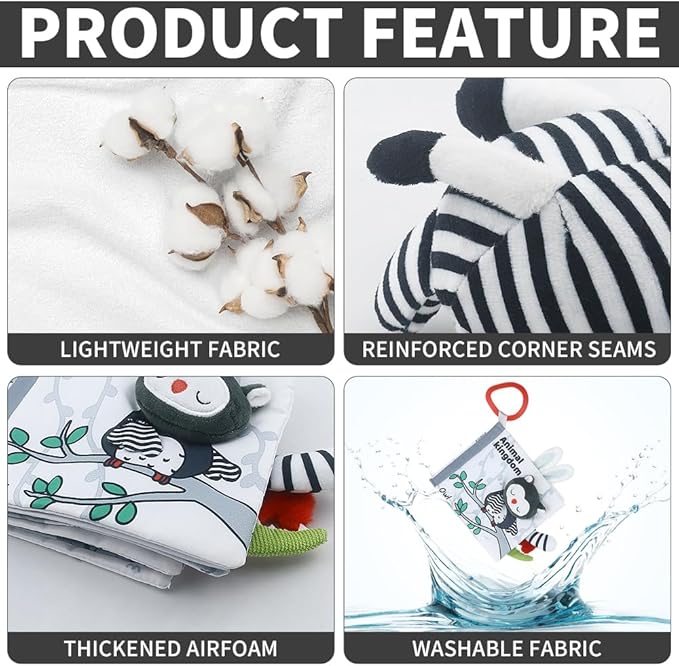 Baby Activity Travel Mobile Arch Toy, Black and White Crib Toys (Animal)