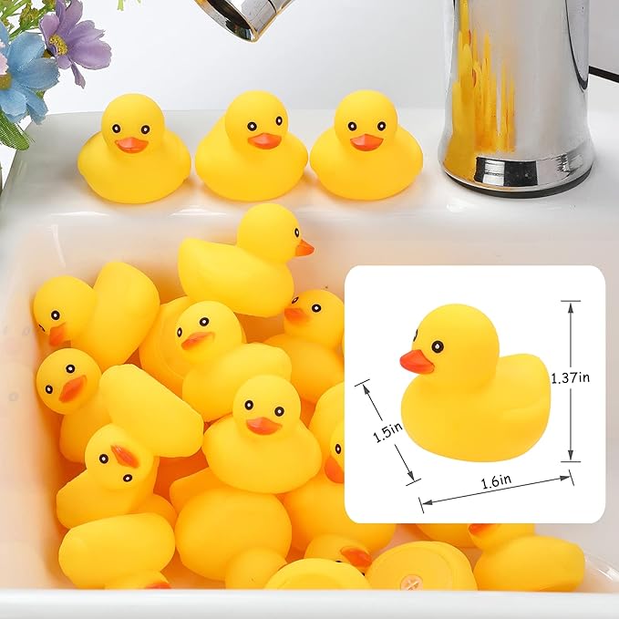 Rubber Duck Bath Toys , 50Pack Mini Rubber Ducks Bulk Float Duck Baby Bath Toy, Shower Birthday Party Favors Gift Classroom Summer Beach Pool Party Games