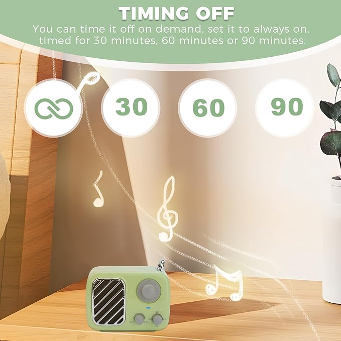 Vintage Style White Noise Machine with 16 Soothing Sounds – Portable Sleep Sound Device with Timer & Adjustable Volume for Baby, Kids, Adults, Travel & Office (Sprout Green, Portable)
