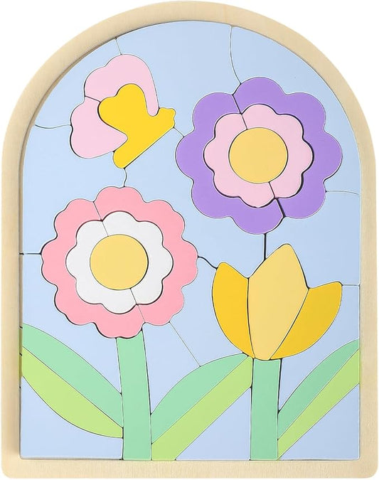 Jigsaw for Baby Boys, Wooden Puzzles for Toddlers 3-5, Boys Girls Birthday Gift for Kids Ages 4-6, Toddler Puzzles Montessori Toys for 3 Year Old, Great Gifts for 3+ Year Olds (Flowers)