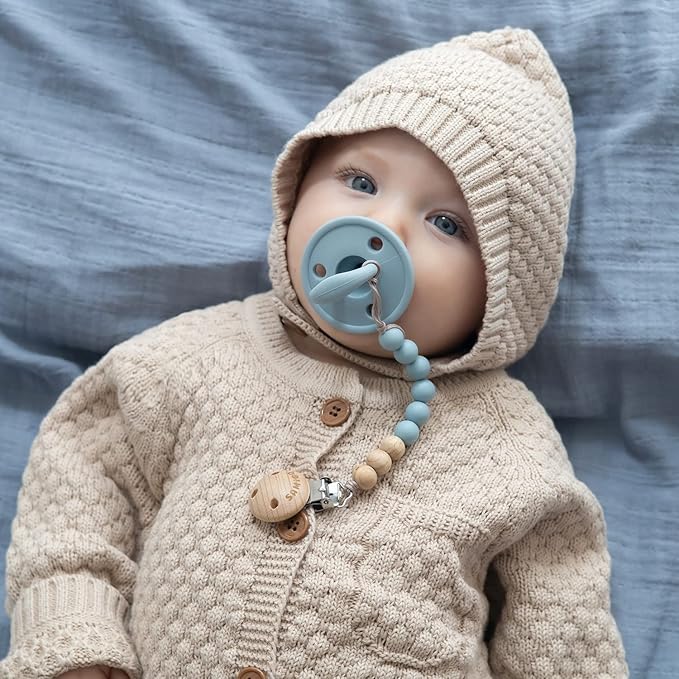 SAMiGO Pacifier Clips Holders Silicone Paci Binky Clips for Baby Boys - 2 Pack