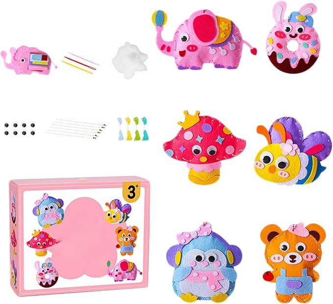 Suzcan Fun Sewing Kit for Kids - DIY Doll Sewing Toys & Handmade Crafts - Animals & Loom Set