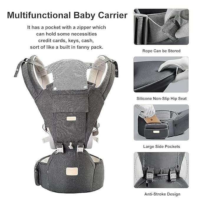 Baby Carrier Newborn to Toddler - Multifunctional 6-in-1 Ergonomic All Positions Baby Carrier with Hip Seat, Face-in & Face-Out Front and Back Carry Holder Backpack for Infant Child Toddler 7-40 lbs