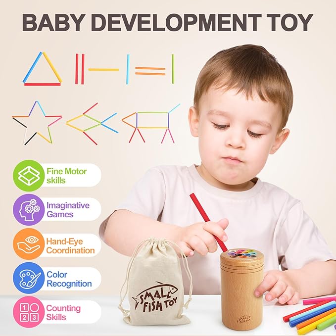 Montessori Toys for 1 2 3 Year Old：Solid Wood Fine Motor Skills Object Permanence Box for One Two Year Old Baby, Fidget Sensory Toys for Toddlers 1-3, Color Sorting Cause and Effect 12 month toys