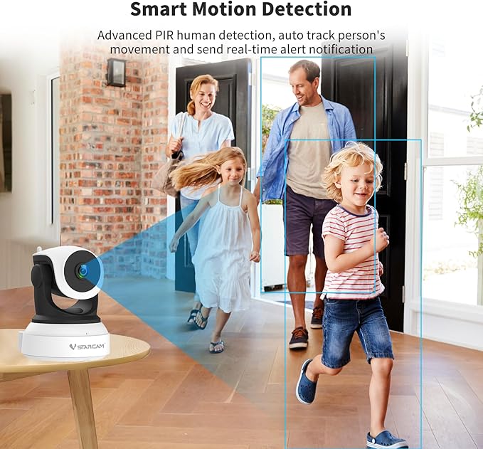 VSTARCAM Indoor Camera with Battery Powered, 2K with 360° Rotation, Human/Motion Detection with Auto Tracking, 2-Way Audio & DIY Voice, 2.4GHz WiFi Wireless, Cloud & SD Card Storage(up to 256GB)