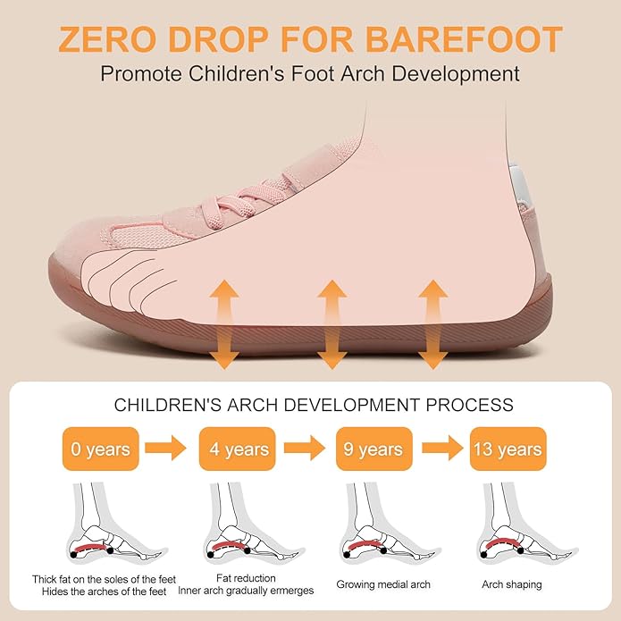 Toddler Wide Toe Box Shoes Zero Drop Minimalist Sneakers for Toddler/Little Kid Barefoot Slip on Tennis Shoes for Kids Boys Girls