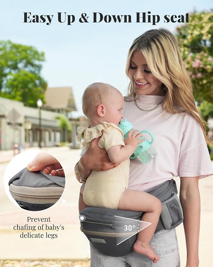 MOMTORY StowNGO Pro Baby Carrier, Safety-Certified 6-in-1 Baby Carrier Newborn to Toddler, Detachable Baby Holder Carrier with Hip Seat, Ergonomic Cozy Baby Front and Back Carrier for 7-50lbs