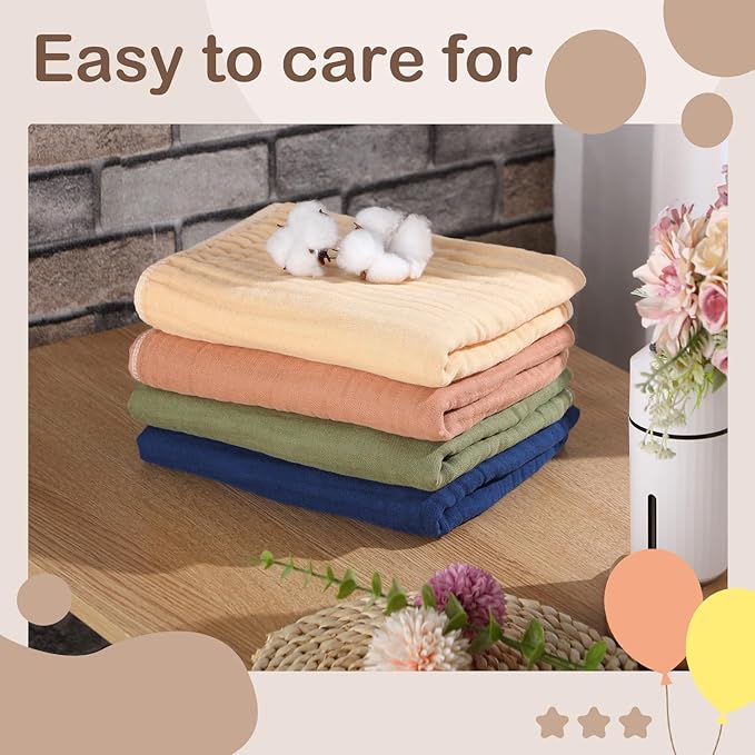 Peryiter 4 Pcs Muslin Hooded Baby Towels, 32"x 32" Cotton Newborn Bath Towel Muslin Infant Baby Blankets Absorbent Unisex Christmas Registry Gift Essentials for Girls Boys (Green)