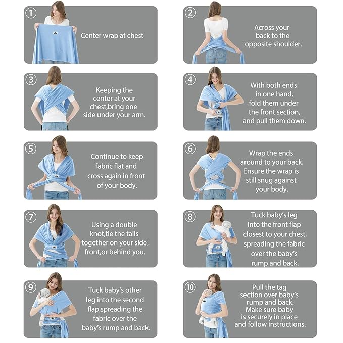 Baby Wraps Carrier, Jeroray Baby Carrier,Hands Free Infant Carrier, Lightweight,Breathable,Softness,Baby Blue