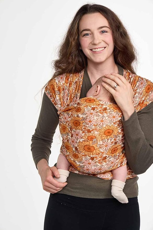 Baby Tula Stretchy Tencel™ Baby Wrap Carrier – Soft Newborn & Infant Wrap Sling, Ergonomic Hands-Free Baby Carrier, Breathable & Adjustable, Eco-Friendly for 8–25 lbs - Sunflower