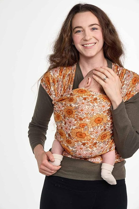 Baby Tula Stretchy Tencel™ Baby Wrap Carrier – Soft Newborn & Infant Wrap Sling, Ergonomic Hands-Free Baby Carrier, Breathable & Adjustable, Eco-Friendly for 8–25 lbs - Sunflower