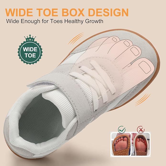 Toddler Wide Toe Box Shoes Zero Drop Minimalist Sneakers for Toddler/Little Kid Barefoot Slip on Tennis Shoes for Kids Boys Girls