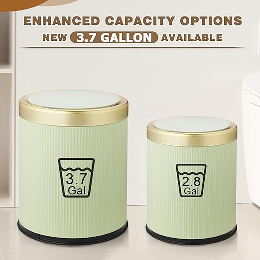 Motion Sensor Bathroom Trash Can Touchless, 3.7 Gallon Modern Automatic Garbage Can with Lid,Diaper Trash Bin,Plastic Smart Dog Proof Trash Bin Suitable for Toilet, Bedroom, Office, Kitchen -Green