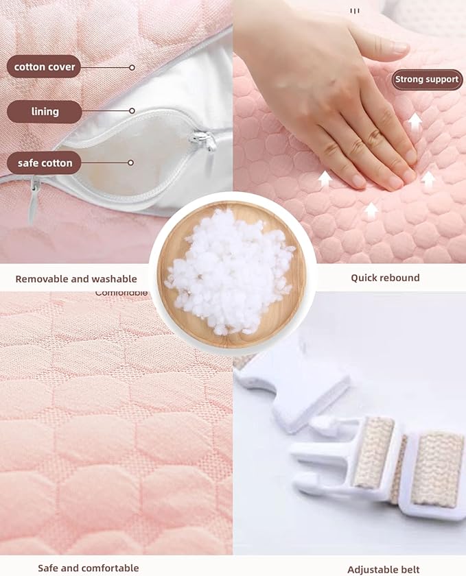 WYXunPlanet Nursing Pillow, Breastfeeding Pillow for Breastfeeding and Bottle Feeding to Reduce Strain on arms and Back, Better Support Baby,Waist Adjustable,Knitted Cotton Cover,Removable, Pink