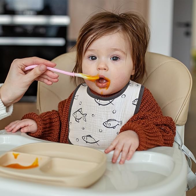 GLLQUEN BABY Muslin Drool Bibs for Boys Girls 8 Pack, Adjustable Baby Bibs for Drooling and Teething, Soft Cotton Baby Bandana Bib for Newborn Feeding Essentials (Fish)