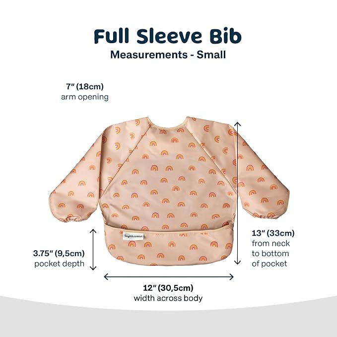 Tiny Twinkle Long Sleeve Bib for Babies & Toddlers – Waterproof Smock Bib for Eating – Machine Washable & Mess-Proof, Baby Feeding Essential & Shower Must-Have(Boho Rainbow, 2-4Y)