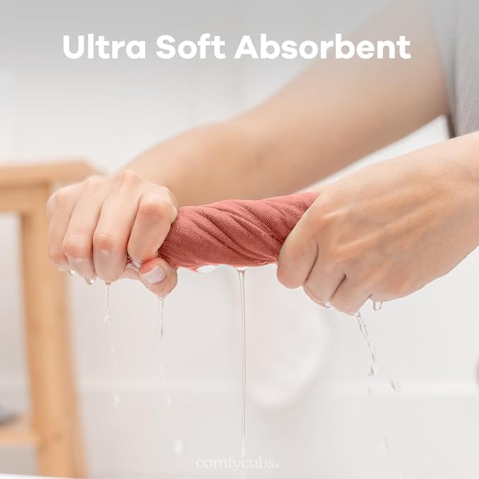 Comfy Cubs Muslin Baby Washcloths 10 Pack - Soft 6-Layer Cotton Wash Cloths for Sensitive Skin - 10"x10" Large, Gentle, Absorbent Infant Essentials for Newborn and Toddlers - Dusty Rose