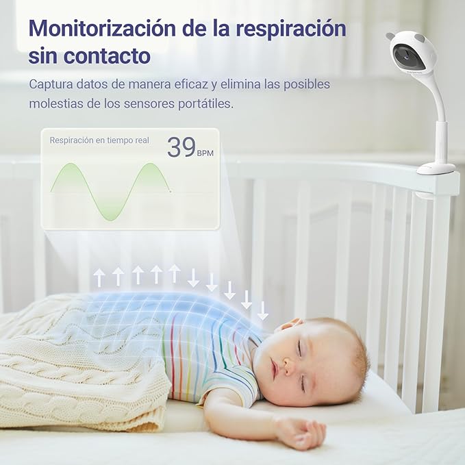2K Baby Sleep Breathing Monitor Camera for Newborn & Crib Mount, 5G Wi-Fi, Nursery Night Light, Sensor-Free, Sound/Motion/Cry Tracking Notification, Night Vision, No Monthly Fee
