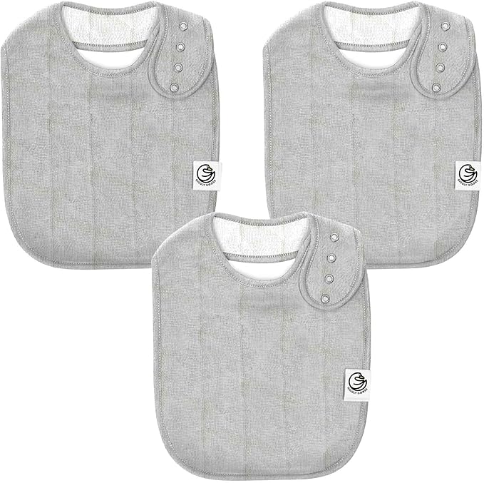 3 Pack Baby Bibs for Boys & Girls | Cotton, Absorbent Drooling & Teething Bib | Thick, Adjustable Snap-on