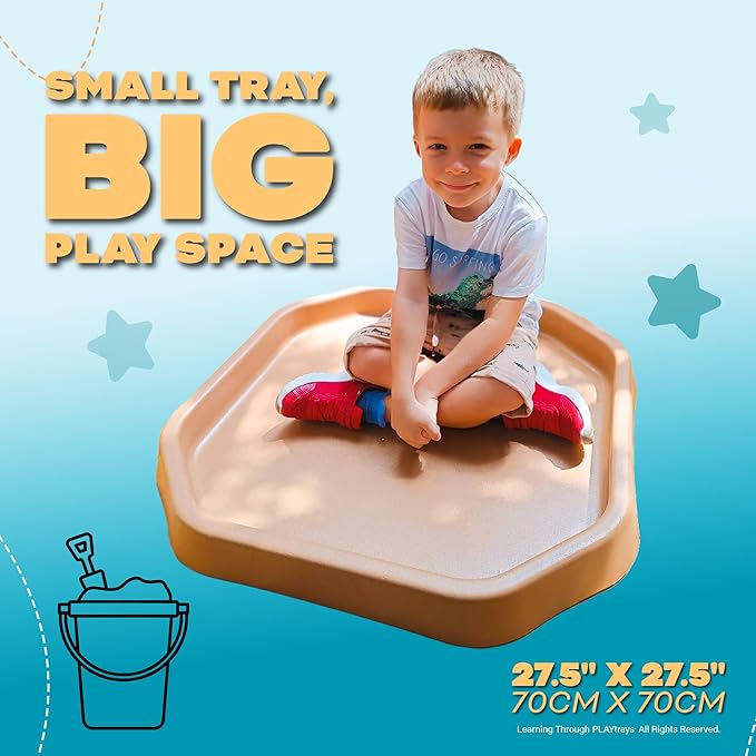 Tuff Tray (Small Brown), Sensory Tray with Textured Surface, Montessori Toy, Sand & Water Table, Sensory Bin for Toddlers and Kids