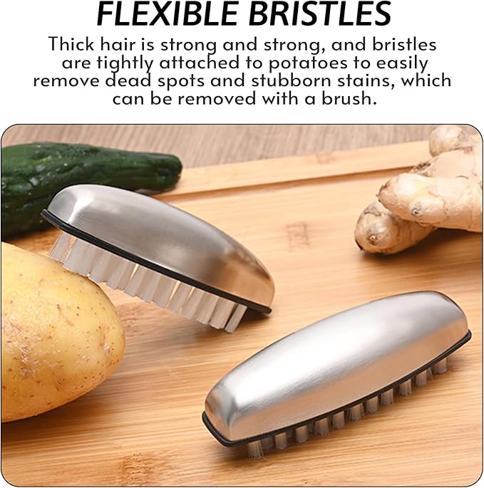 Vegetable and Fruit Cleaning Brush, 304 Stainless Steel Cleaning Brush, Microfiber Scrubbing Pad, Multipurpose Kitchen Tool