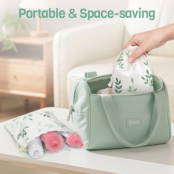 SEANCHEER S02 Electric Bottle Brush Set, Portable Baby Bottle Brush Cleaner, AA Battery-Powered & IPX7 Waterproof, with Silicone Bottle/Nipple/Straw Brush, for Home & Travel (Pink)