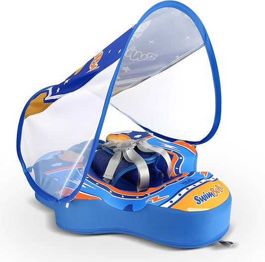 Baby Pool Float with Canopy,Non-Inflatable Infant Swim Float,Soft Skin-Friendly Fabric Material Pool Floats for Toddlers,Swimming Pool Toys for Boys and Girls