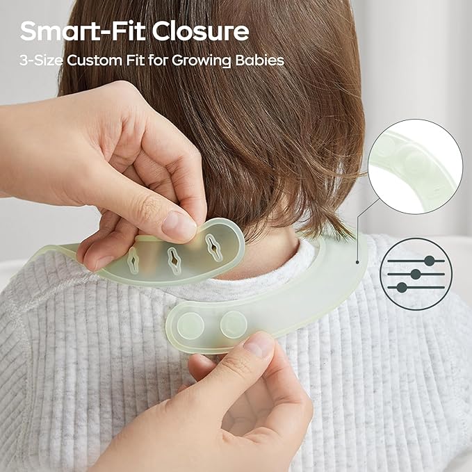 bc babycare Lightweight Silicone Baby Bibs with Adjustable Neck, Toddler Silicone Bibs with 3D Food Catcher Pocket, BPA-Free